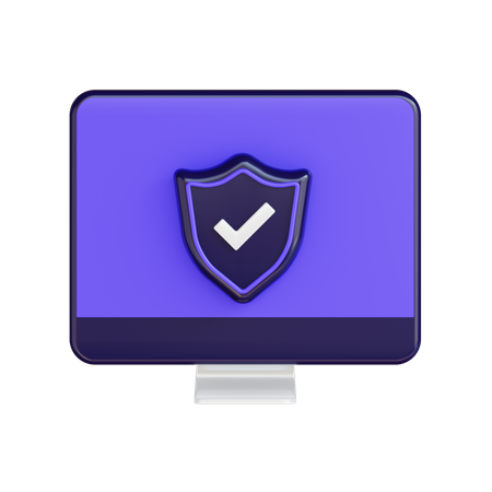 Secure Computer  3D Icon