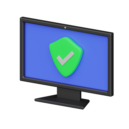 Secure Computer  3D Icon