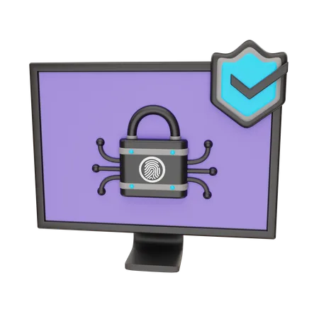 Secure Computer  3D Icon