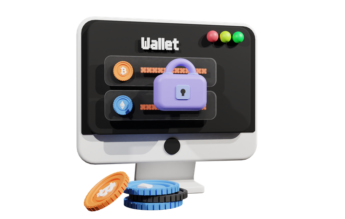 Secure Crypto Wallet  3D Illustration