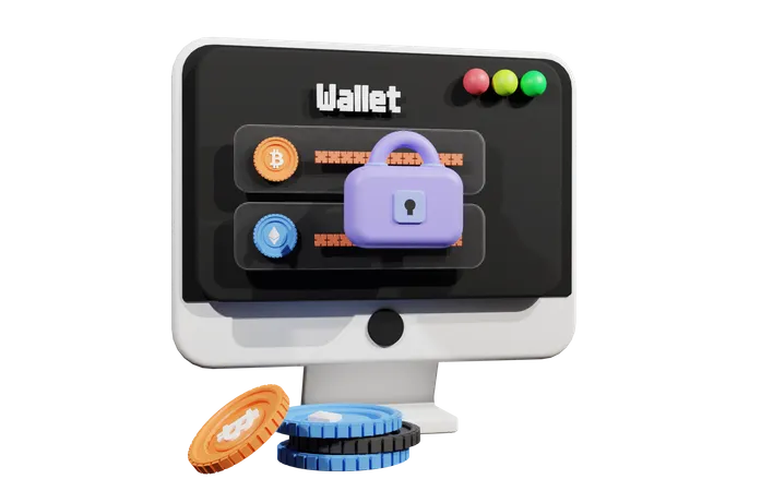 Secure Crypto Wallet  3D Illustration