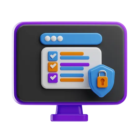 Secure Data Internet Security  3D Icon