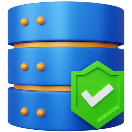 3 D Rendering Illustration Blue Database With A Shield Icon With A Check Mark Isolated 3D Icon