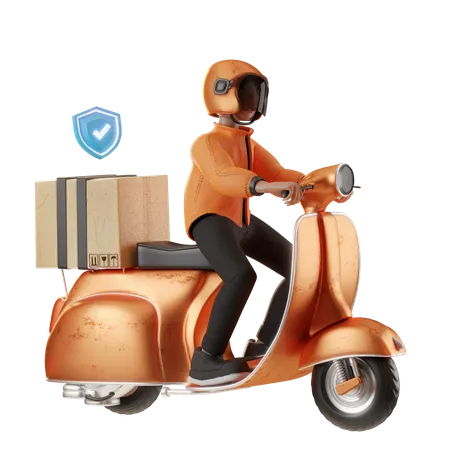 Secure Delivery Scooter  3D Illustration