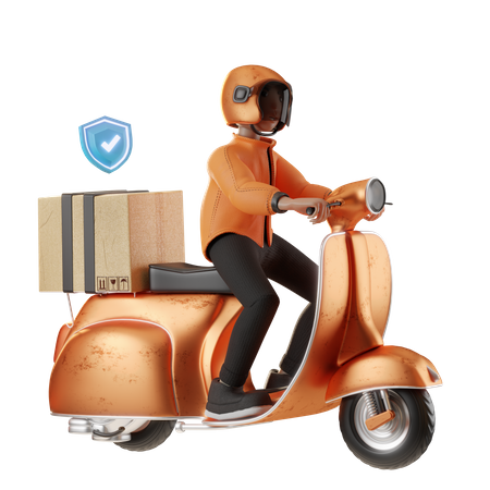 Secure Delivery Scooter  3D Illustration