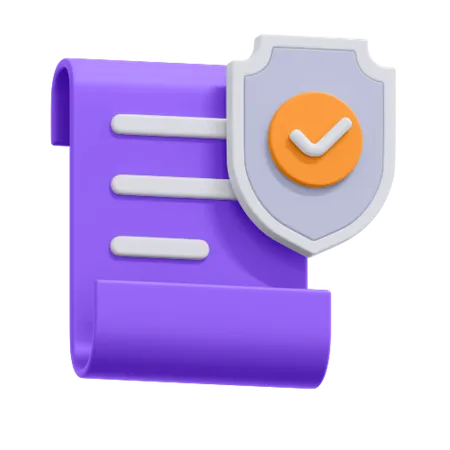 An Icon Of Secured Document With Shield 3D Icon