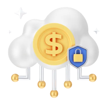 Secure Dollar Cloud  3D Icon