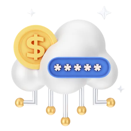 Secure Dollar Cloud  3D Icon