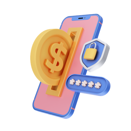 Secure Dollar Payment  3D Illustration