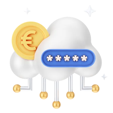 Secure Euro Cloud 3D Icon