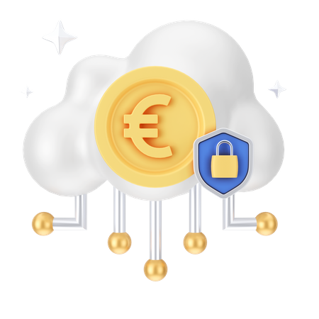 Secure Euro Cloud 3D Icon