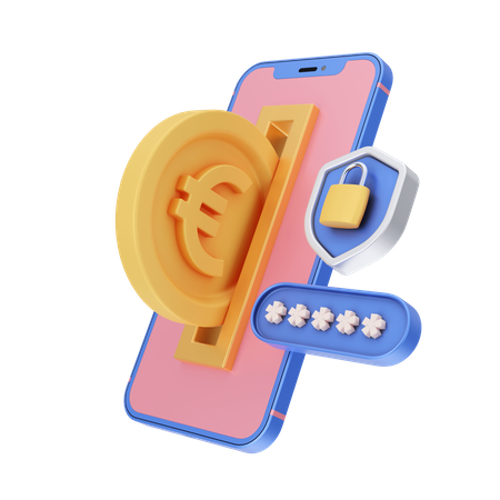 Secure Euro Payment  3D Icon