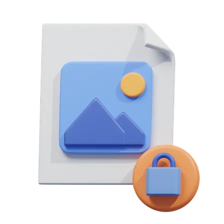 이 3 D 일러스트레이션에는 자물쇠로 보호된 문서 아이콘이 있으며 이는 파일에 대한 보호되거나 제한된 액세스를 나타냅니다 3D Icon
