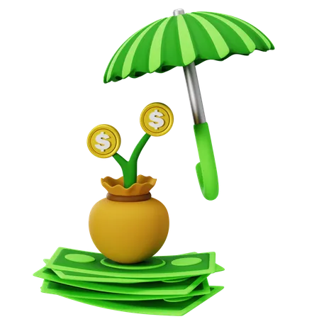 Secure Financial Growth Under Protection  3D Icon