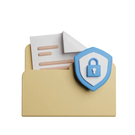 File Lock Security Protect 3D Illustration