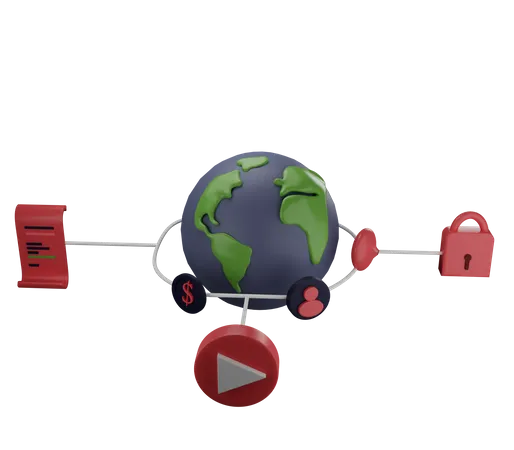 Secure Global Networking  3D Illustration