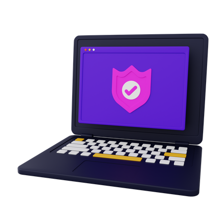 Secure Laptop  3D Icon