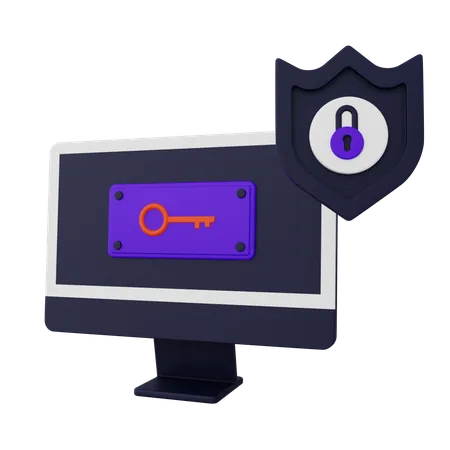 Secure Laptop  3D Icon