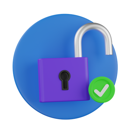 Secure Lock Open  3D Icon