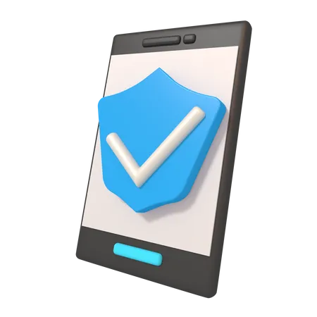 3 D Illustration Of Shield On Smartphone Active 3D Icon