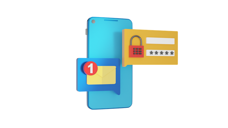 Secure Mobile Message  3D Icon