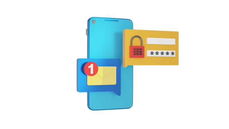 Secure Mobile Message 3D Icon