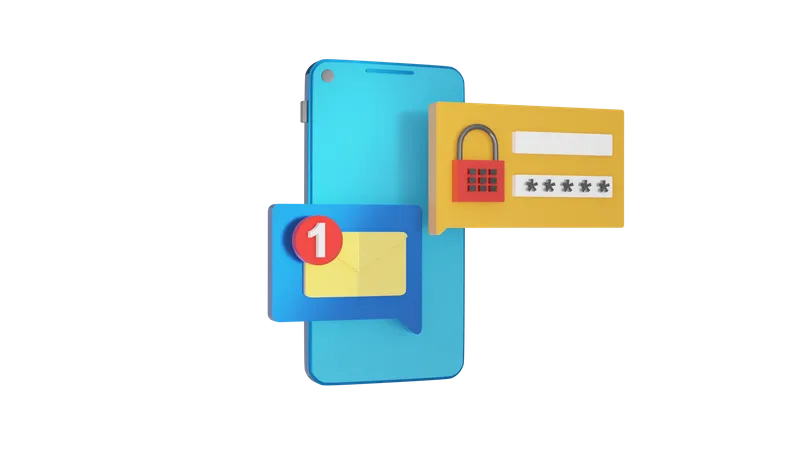 Secure Mobile Message  3D Icon