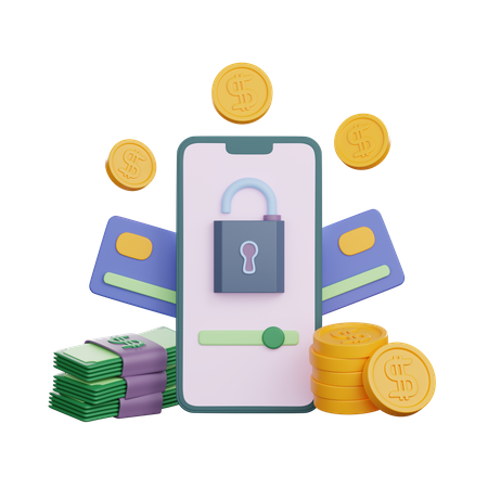 Secure Mobile Payment  3D Icon