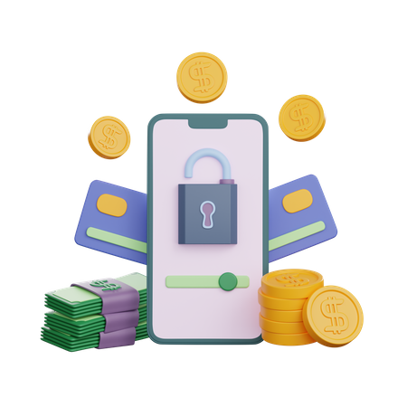 Secure Mobile Payment  3D Illustration