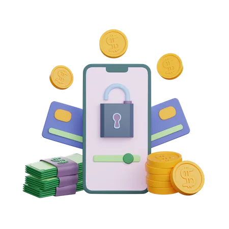 Secure Mobile Payment  3D Illustration