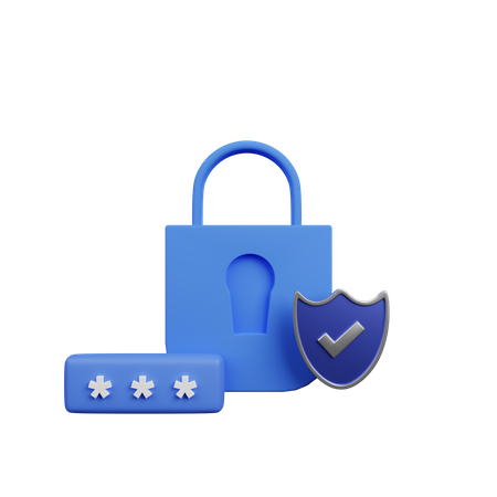 Secure padlock  3D Illustration