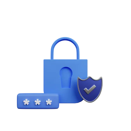 Secure padlock  3D Illustration