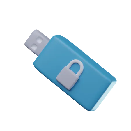 Secure Pendrive  3D Icon