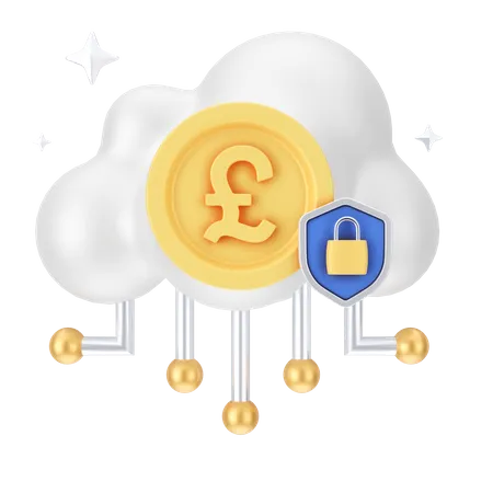 Secure Pound Cloud 3D Icon