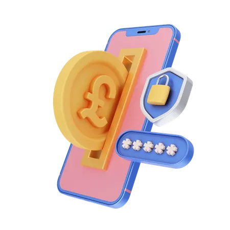 Secure Pound Payment  3D Illustration