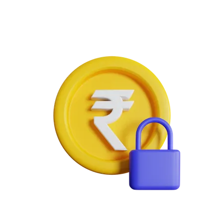 Secure Rupee  3D Icon