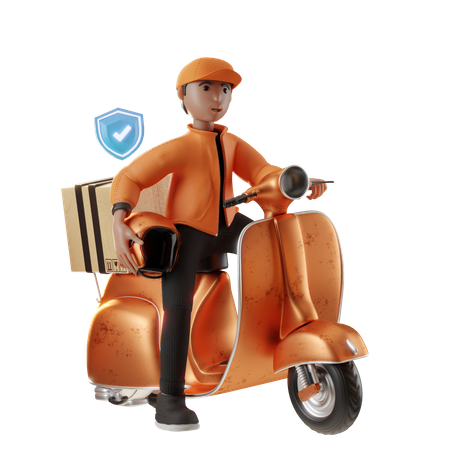 Secure Scooter Delivery  3D Icon