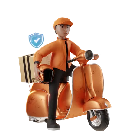 Secure Scooter Delivery  3D Illustration