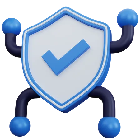 3 D Rendering Blue Shield Protection Network Isolated 3D Icon