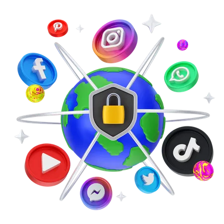 Secure social media marketing  3D Illustration