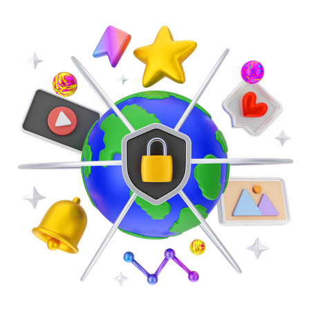 Secure social media marketing  3D Illustration