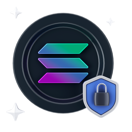 Secure Solana Coin  3D Icon