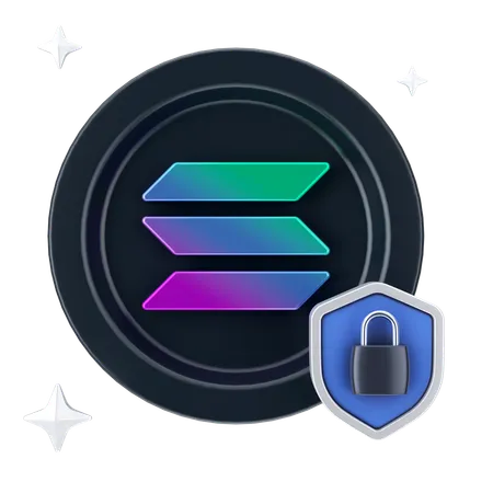 Secure Solana Coin  3D Icon