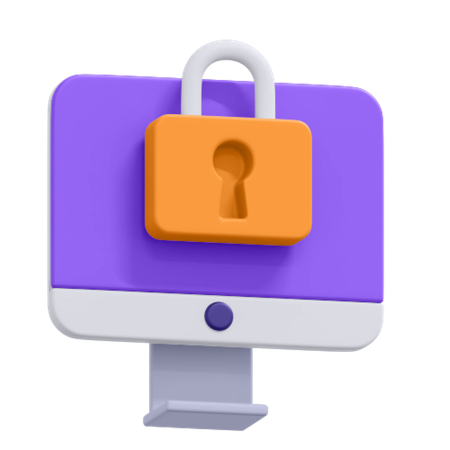 Secured Computer  3D Icon