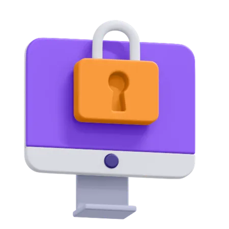 An Icon Of Secured Computer 3D Icon