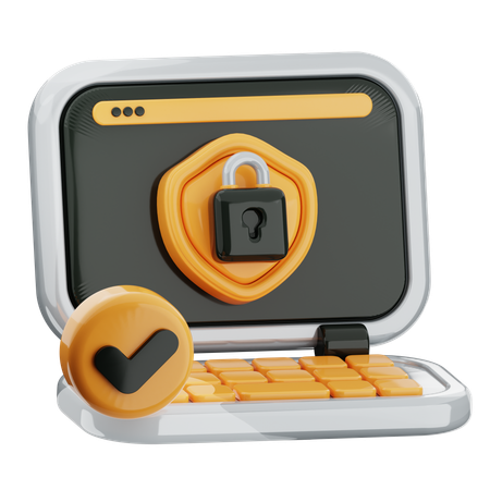 Secured computer  3D Icon