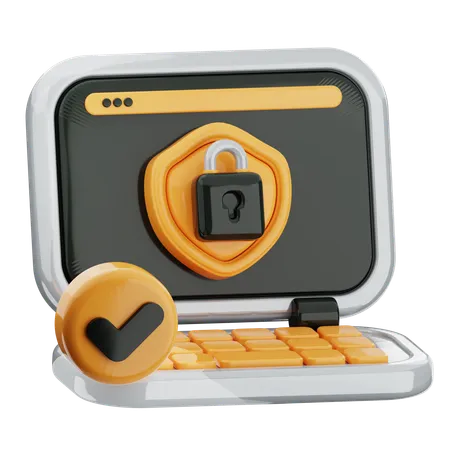 Secured computer  3D Icon