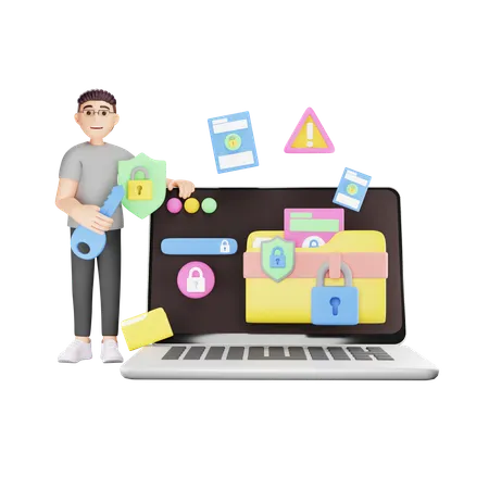 Securing personal data  3D Illustration