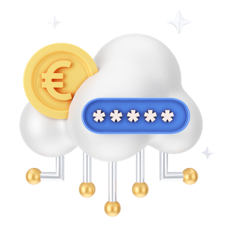 Cloud sécurisé pour l'euro  3D Icon