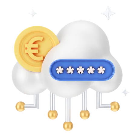 Cloud sécurisé pour l'euro  3D Icon